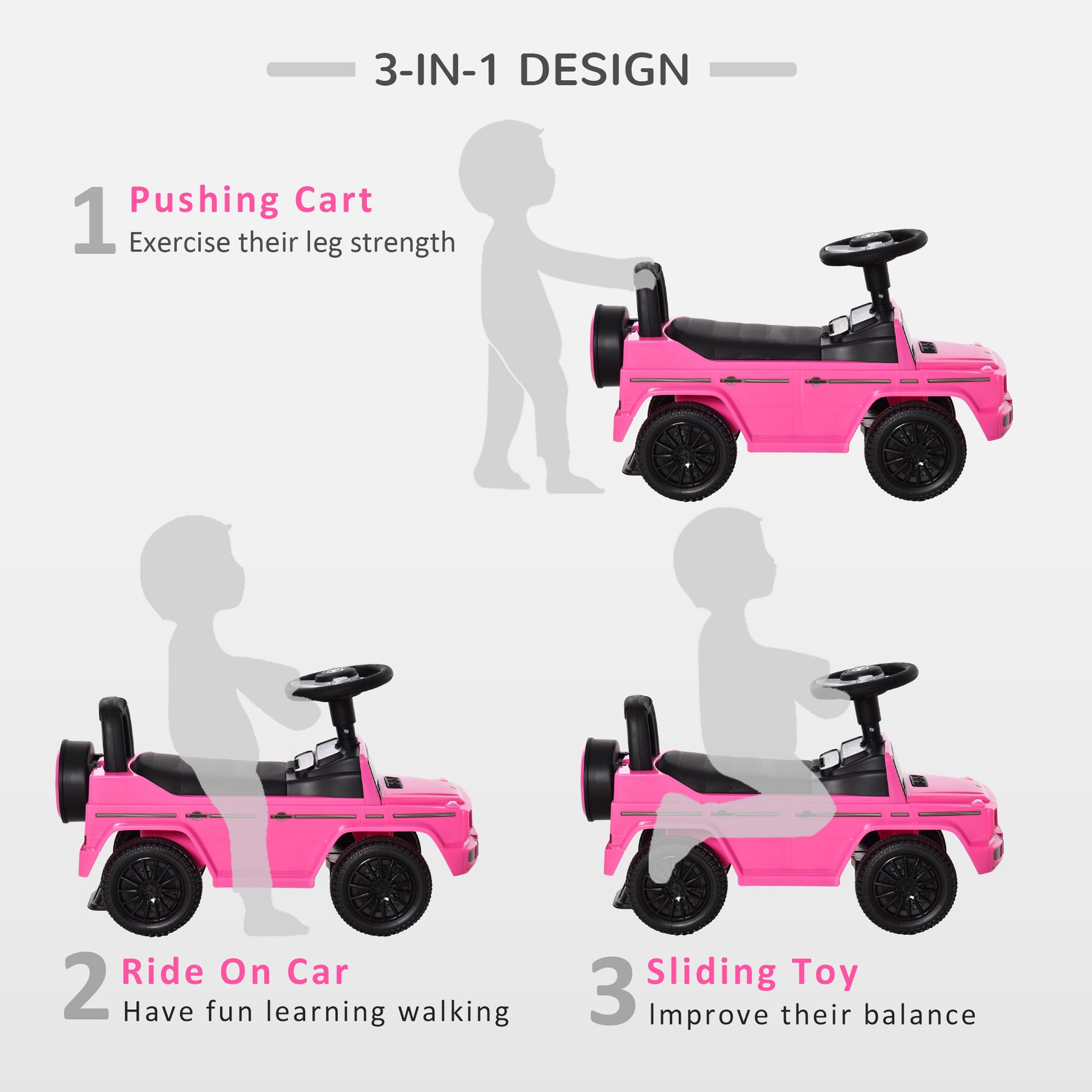 VarietyKart Compatible Baby Toddler Push Car Foot-to-Floor Ride-On Wheel Mercedes-Benz G350 Licensed Pink