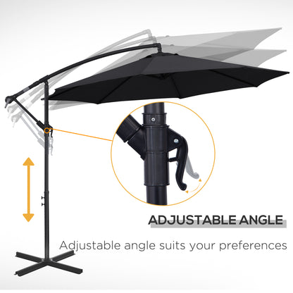 9.7 ft Cantilever Patio Umbrella with Crank and Cross Base - Black - Image 5
