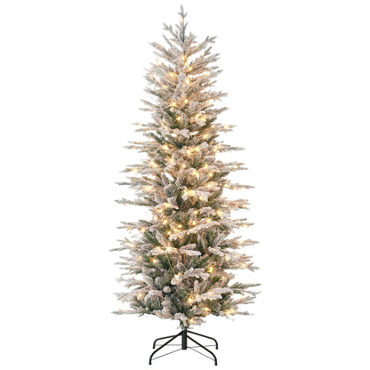 6' Pre Lit Arctic Fir Artificial Flocked Christmas Trees, with Snow Branches, Warm White UL Listed Clear Lights