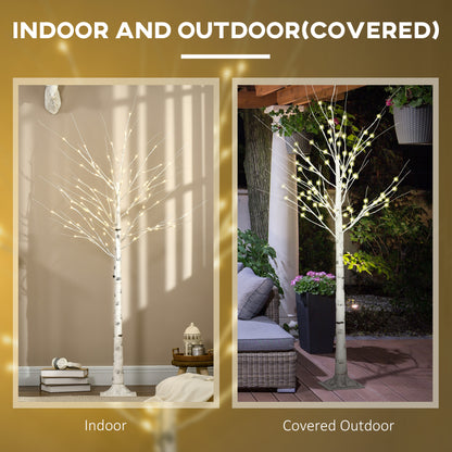 6 ft Artificial Birch Tree Light with Pre-Lit LED Light for Home Party, Indoor and Covered Outdoor Use