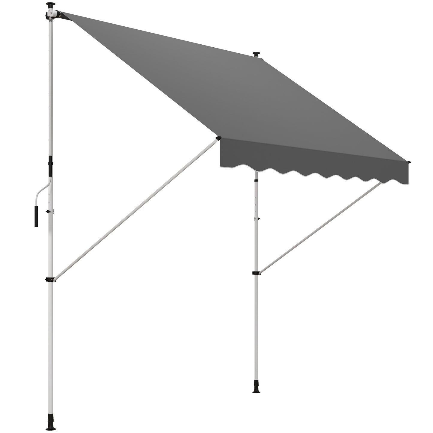 10x5ft Manual Retractable Awning, Patio Sun Shade Canopy Shelter with 5.6-9.2ft Support Pole, Water Resistant UV Protect