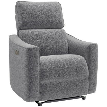 Power Recliner Chair, Chenille Upholstered Recliner Chair with USB Ports, Footrest, Dark Grey