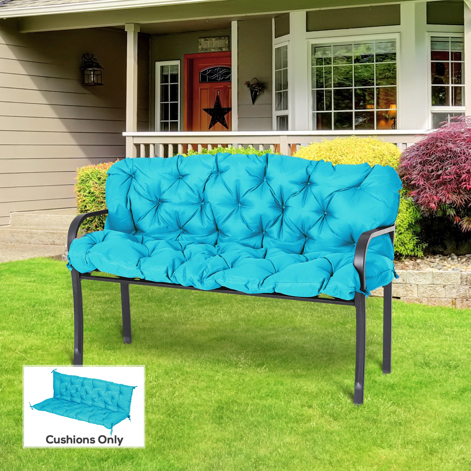Porch Swing Cushion Garden Bench Cushion with Backrest, Non-Slip 3-Seater Soft Pad, Swing Chair Mat Replacement for Indo