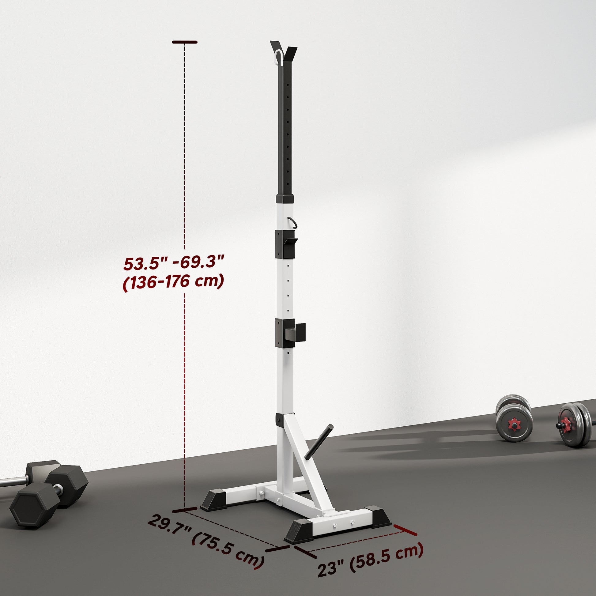 Soozier 2-Piece Barbell Rack, 53.5"-69.3" Height Adjustable Squat Rack Bench Press Rack, 440LBS Capacity