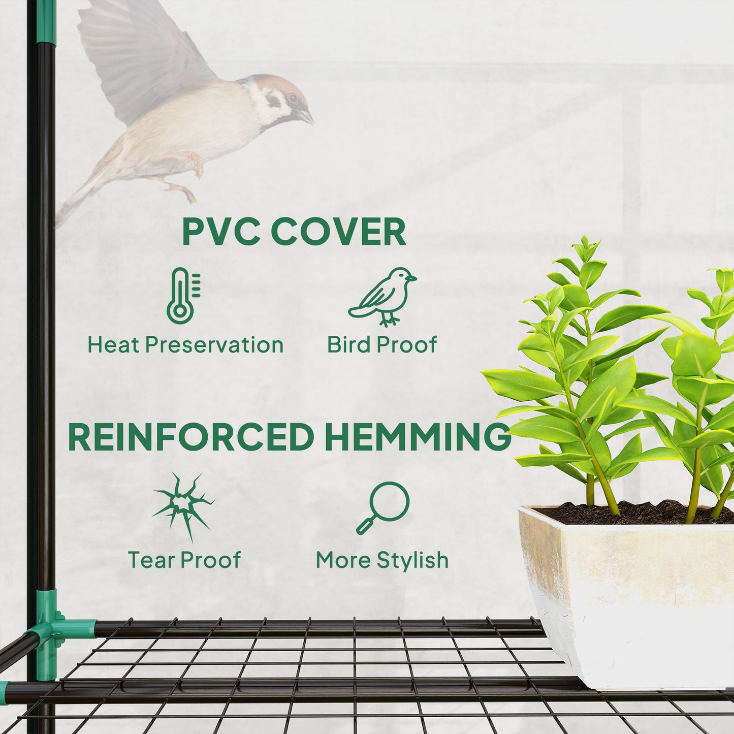 5 Tier Mini Greenhouse, Portable Outdoor Flower Stand with Shelf Clips, Indoor Greenhouse with Steel Frame, Transparent,