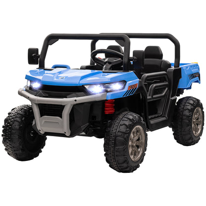 VarietyKart 12V Ride on Car with Electric Bucket, Two-Seater, Shovel, Remote Control, Spring Suspension, Horn, Music, Bl