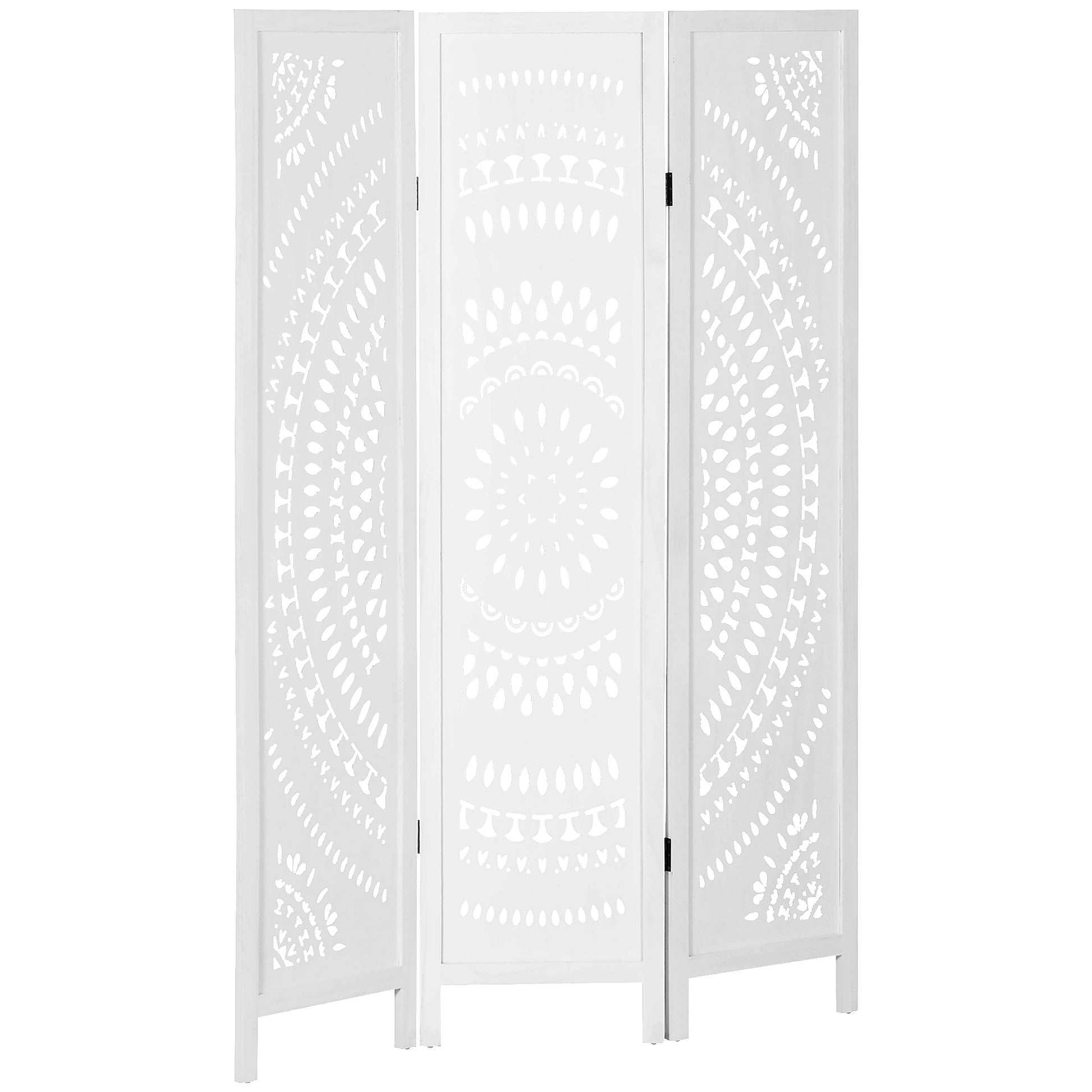 3 Panel Room Divider, 5.6 Ft Tall Portable Folding Privacy Screen, Wood Partition Wall Divider for Home Office, White