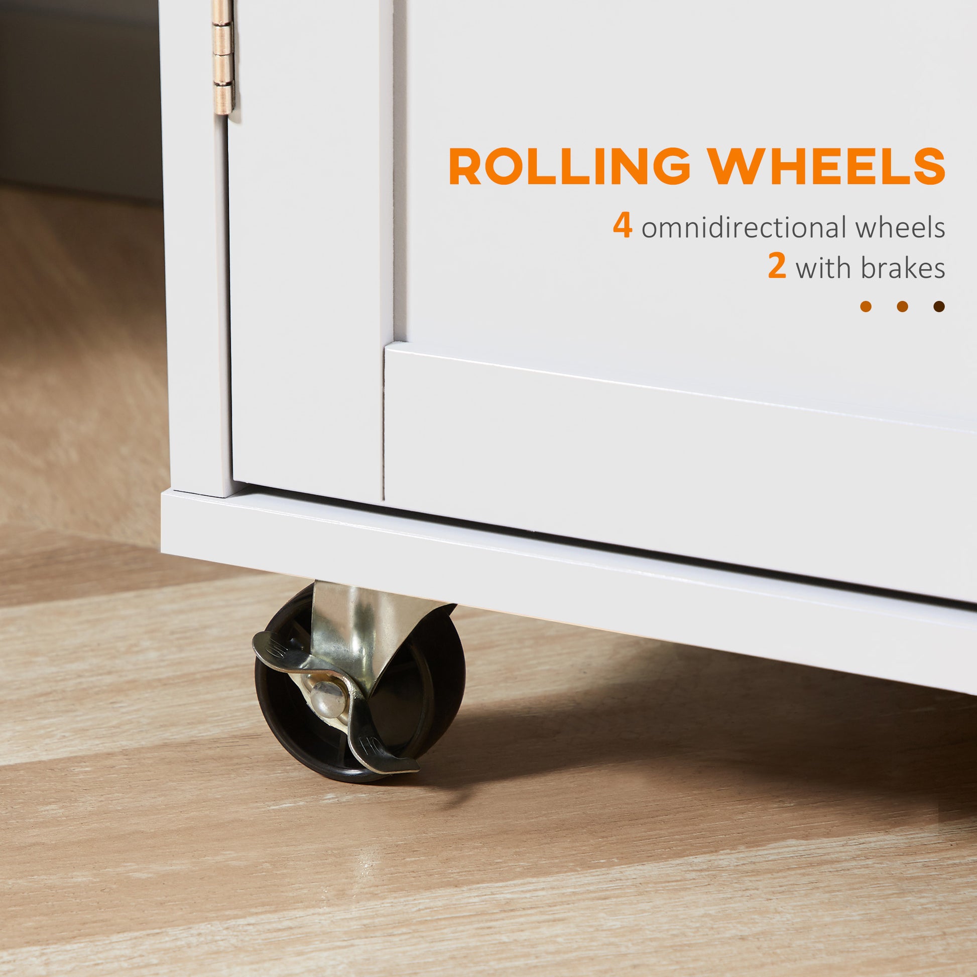 Rolling Kitchen Island with Storage, Kitchen Cart with Rubber Wood Top, Adjustable Shelf, Towel Rack, Hooks and Storage 