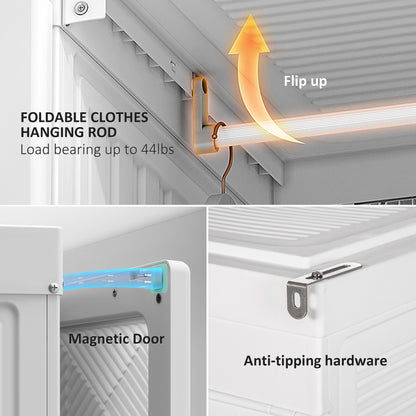 Portable Wardrobe Closet, Folding Bedroom Wardrobe, Clothes Storage Organizer with Cube Compartments, White
