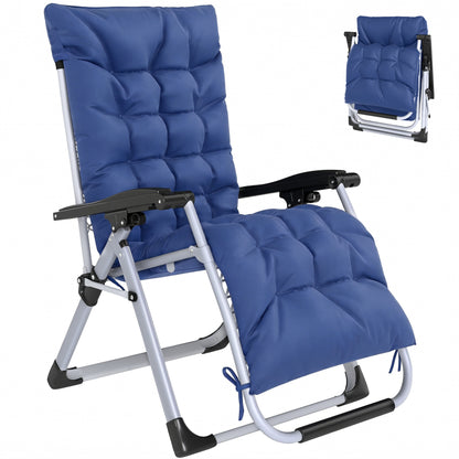 Reclining Zero Gravity Chair with Adjustable Backrest, Folding Garden Sun Lounger, Outdoor Recliner with Removable Cushi