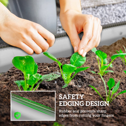 4.9 x 2 x 1ft Galvanized Raised Garden Bed Kit, Metal Planter Box with Safety Edging, Silver