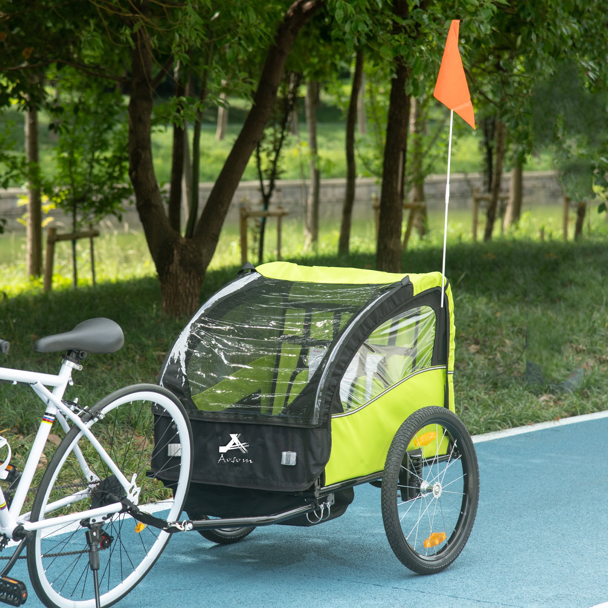 VarietyKart 2 Seat Bike Trailer for Kids, Baby Stroller with Storage Bag, 5 Point Harness, Bicycle Trailer with 20" Whee