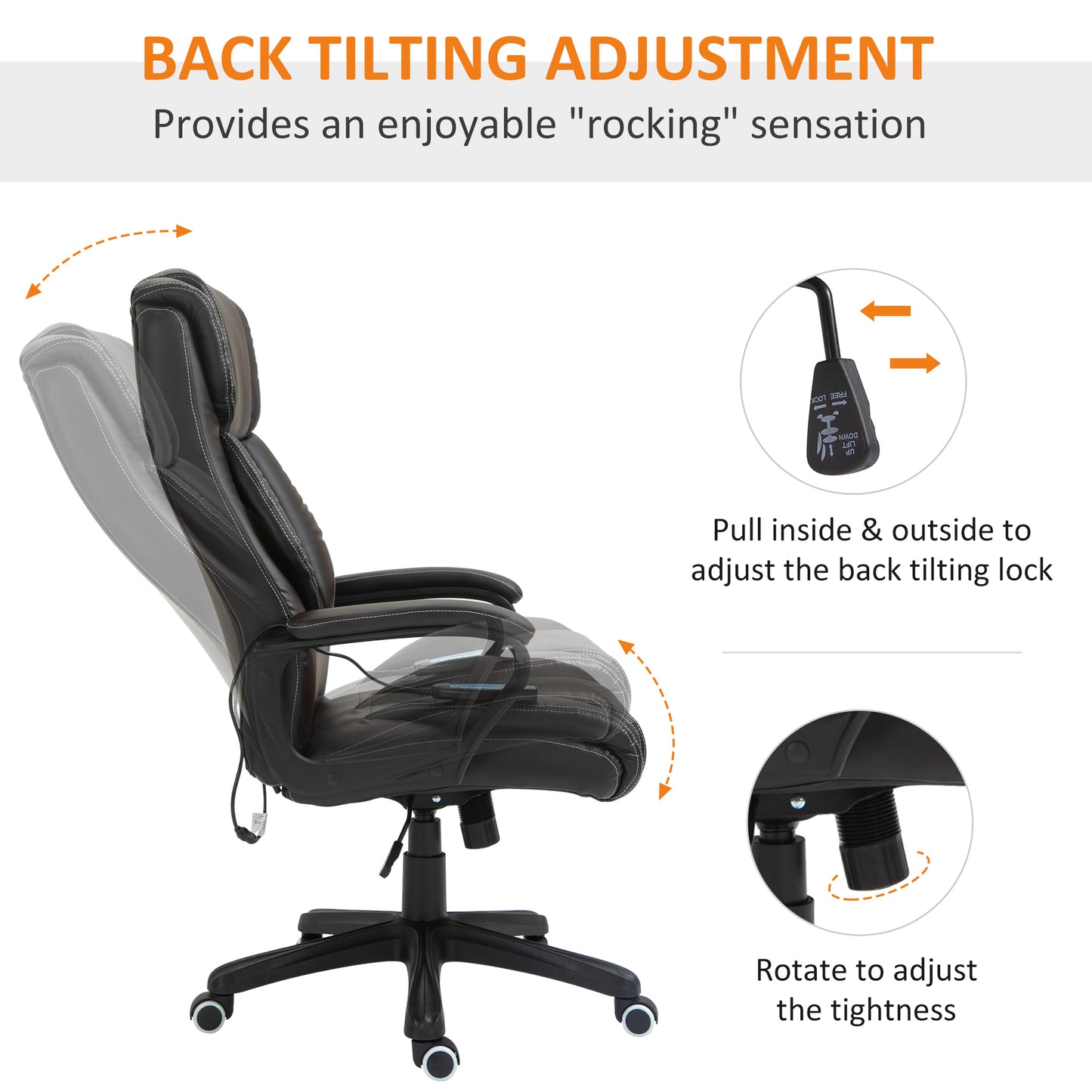 Massage Office Chair, High Back Executive Office Chair with 6-Point Vibration, Timer, Adjustable Height, Swivel Seat and