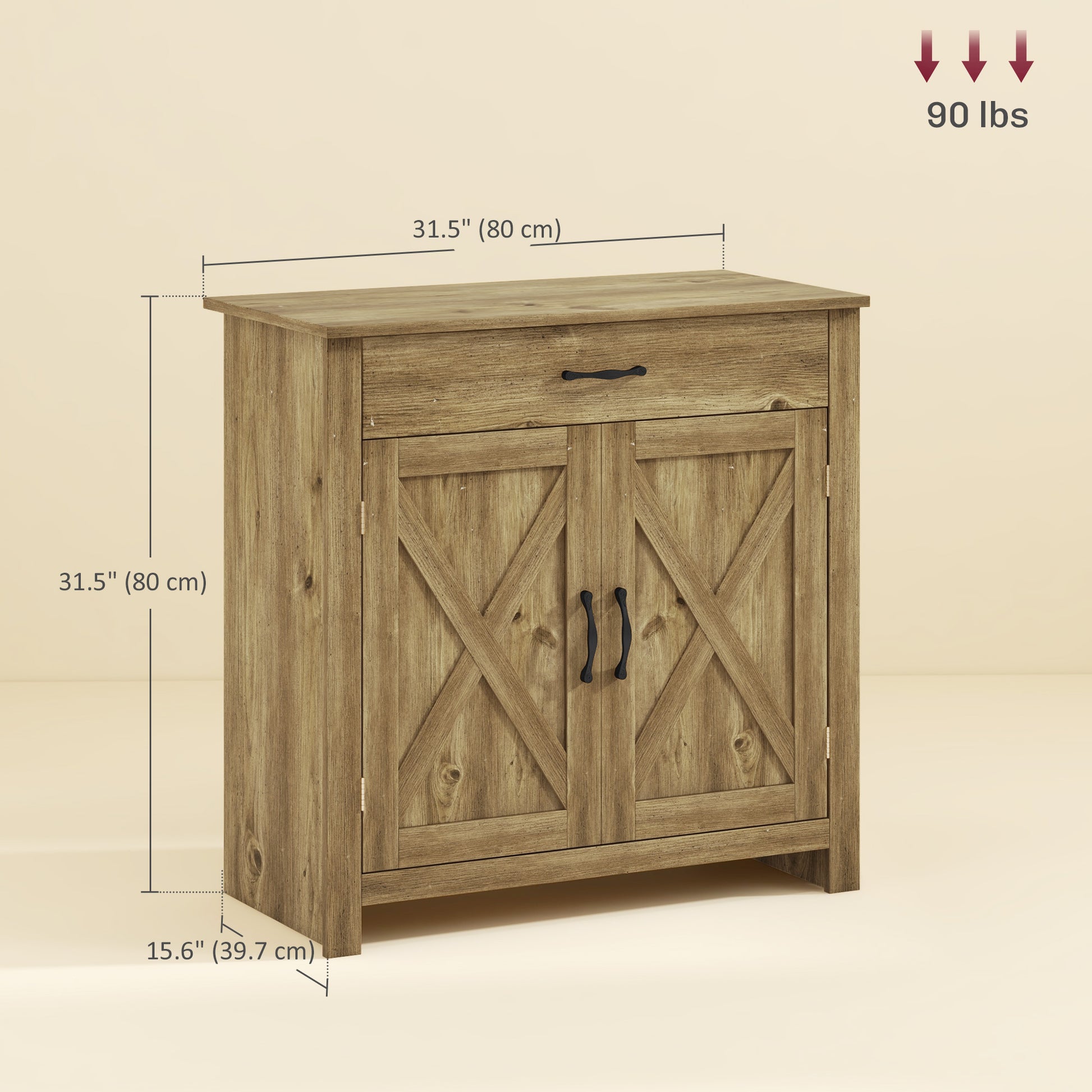 Farmhouse Sideboard Buffet Cabinet, Storage Cabinet with Barn Doors, Nature Wood