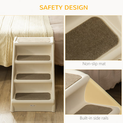 4-Level Portable Dog Stairs, Foldable Dog Steps for Small Dogs, Lightweight Cat Steps, with Nonslip Soft Mats, for High 