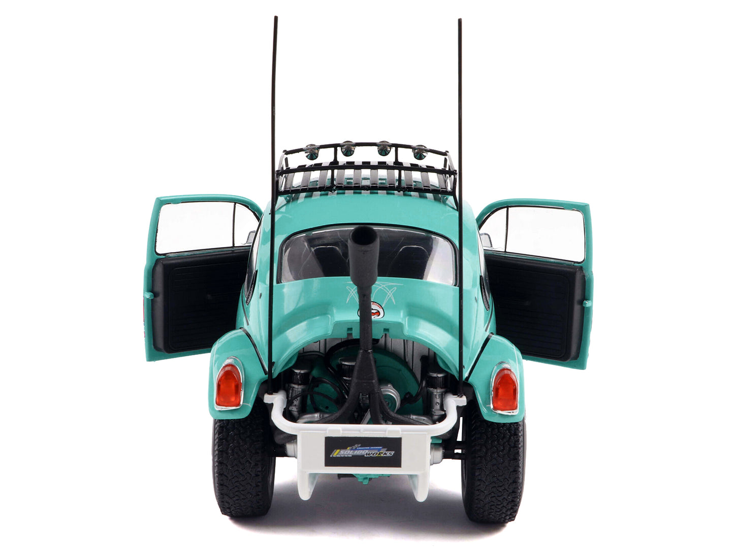 1976 Volkswagen Beetle Baja Miami Green with Pink Graphics 1/18 Diecast Model Car by Solido
