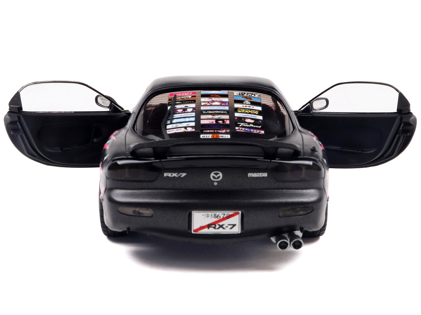 1994 Mazda RX7 (FDRS) RHD (Right Hand Drive) "Itasha Club" Black Metallic with Pink Graphics 1/18 Diecast Model Car by Solido