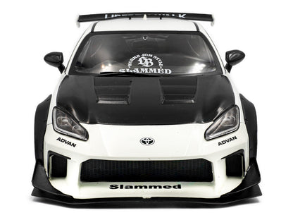 2024 Toyota GR86 LBWK Body Kit RHD (Right Hand Drive) Pearl White with Carbon Hood 1/18 Diecast Model Car by Solido
