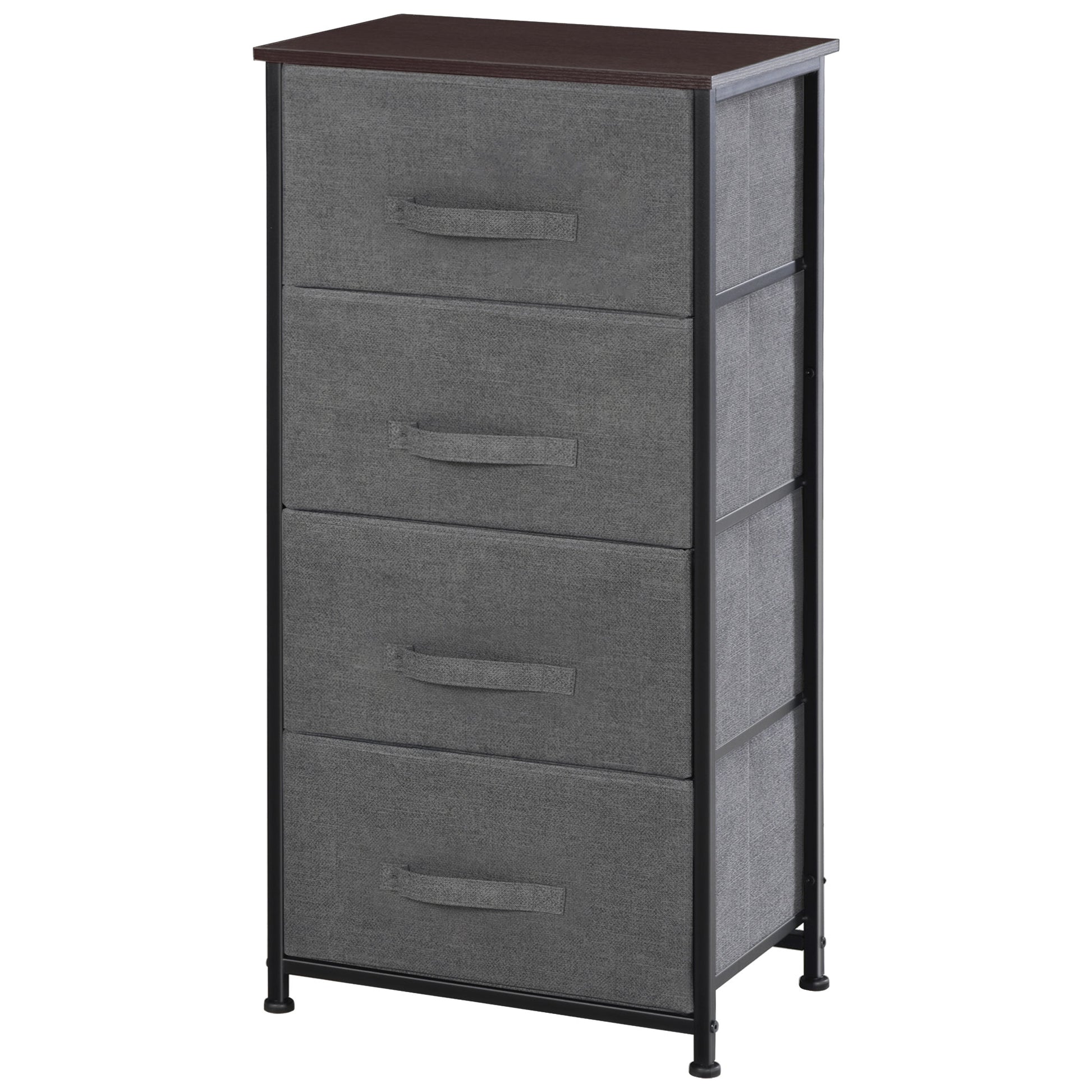 Linen Drawer Cabinet Organizer Storage Dresser Tower with 4 Removable Drawer Metal Frame Adjustable Feet for Living Room