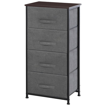 Linen Drawer Cabinet Organizer Storage Dresser Tower with 4 Removable Drawer Metal Frame Adjustable Feet for Living Room