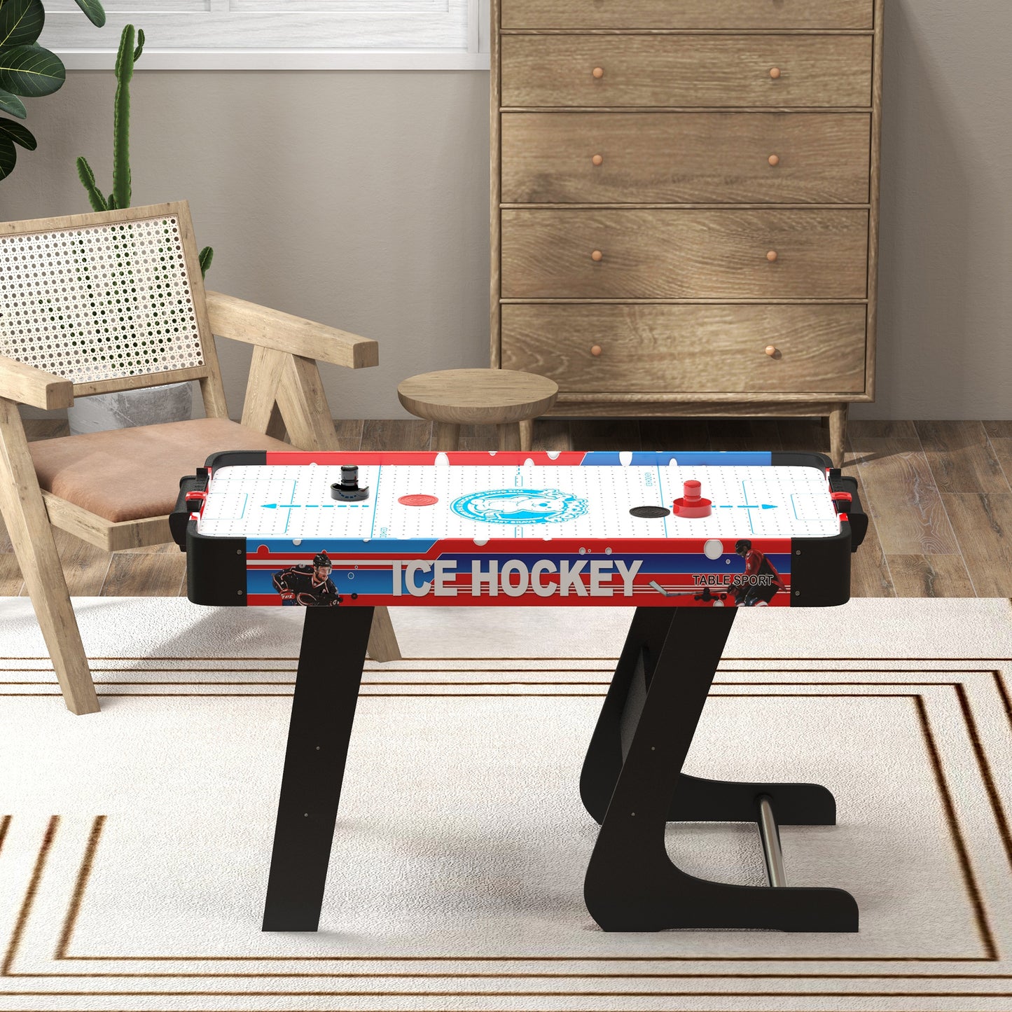 Soozier Folding Air Hockey Table 40" Arcade Table with 2 Pucks, 2 Pushers, Scoreboard for Family Game Room, Living Room,