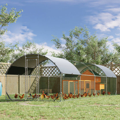 Galvanized Large Metal Chicken Coop Cage Walk-in Enclosure Poultry Hen Run House Playpen Rabbit Hutch with Cover for Out