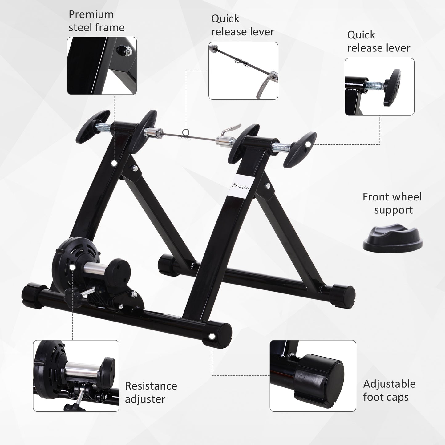 Soozier Foldable Indoor Bike Trainer, Stationary Bicycle Stand for Riding Exercise, 26-28" & 700C Wheels, Quick Release 