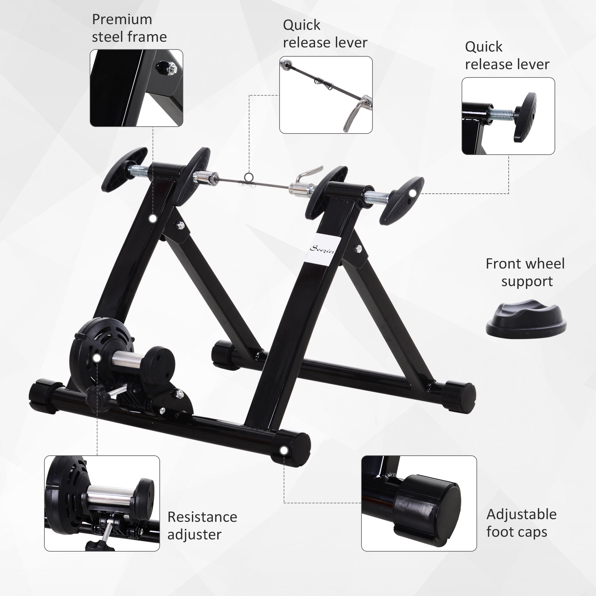 Soozier Foldable Indoor Bike Trainer, Stationary Bicycle Stand for Riding Exercise, 26-28" & 700C Wheels, Quick Release 