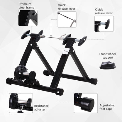 Soozier Foldable Indoor Bike Trainer, Stationary Bicycle Stand for Riding Exercise, 26-28" & 700C Wheels, Quick Release 