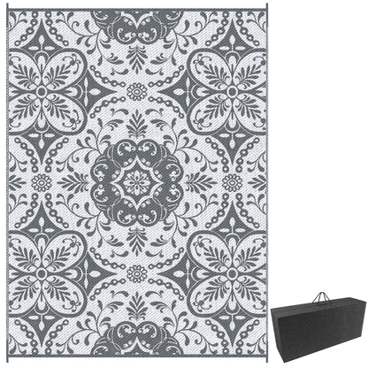 Portable Outdoor Rug with Carry Bag, 9' x 12' Reversible Mat, Waterproof Plastic Straw RV Rug for Backyard, Deck, Picnic