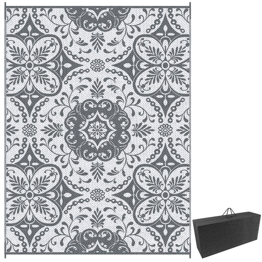 Portable Outdoor Rug with Carry Bag, 9' x 12' Reversible Mat, Waterproof Plastic Straw RV Rug for Backyard, Deck, Picnic