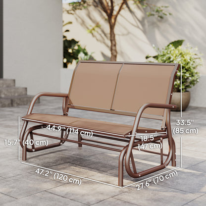 Outdoor Glider Bench, 2 Person Patio Glider Chair, Gliding Outdoor Garden Loveseat Swing Bench with Breathable Mesh Fabr