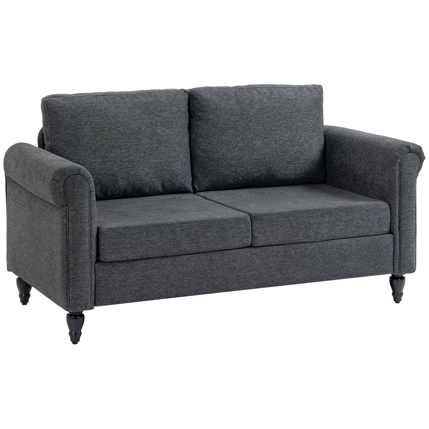 Vintage Loveseat, Upholstered Love Seat Furniture, Chenille-feel Fabric 2 Seater Sofa Couch with Rolled Arms, Gourd-Shap