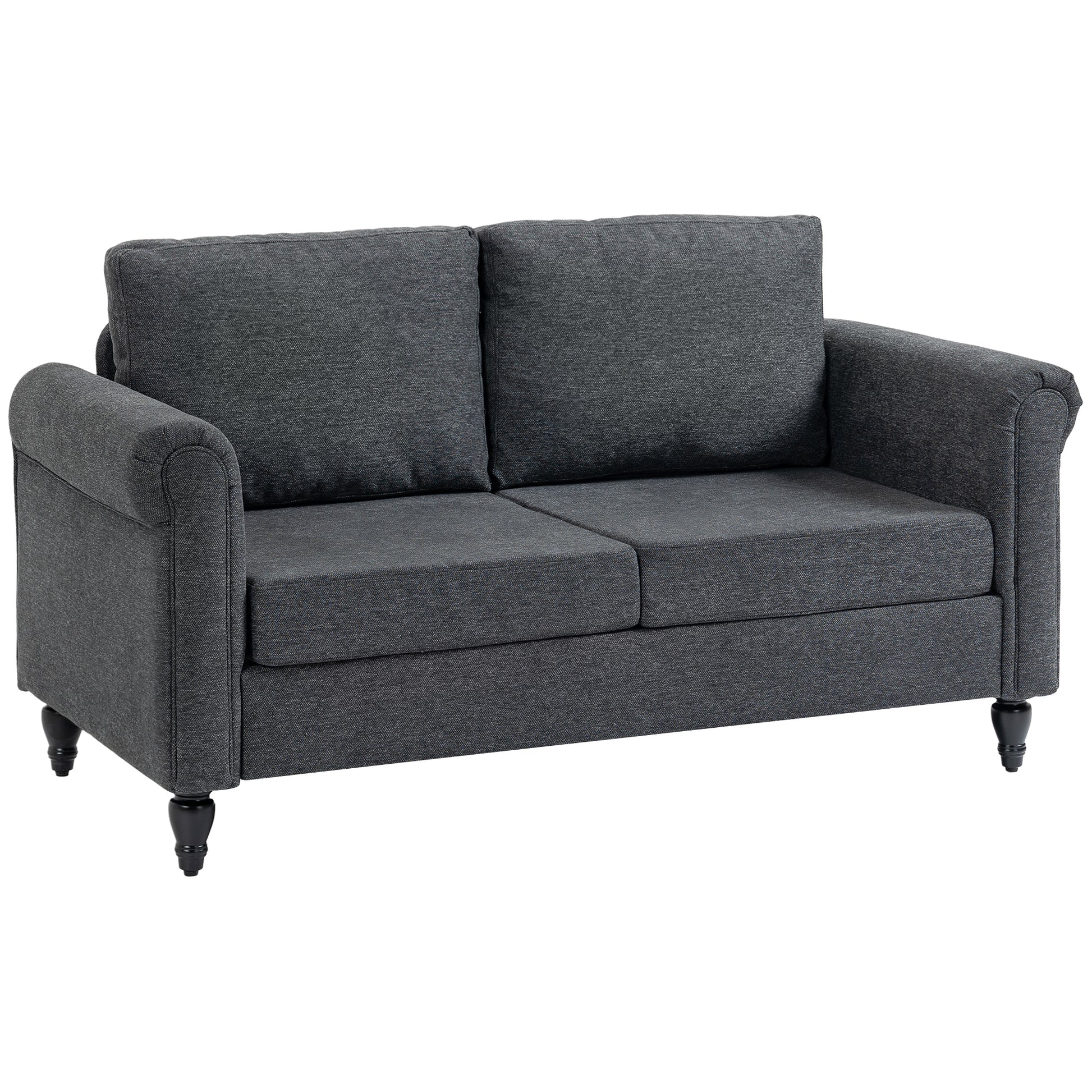 Vintage Loveseat, Upholstered Love Seat Furniture, Chenille-feel Fabric 2 Seater Sofa Couch with Rolled Arms, Gourd-Shap
