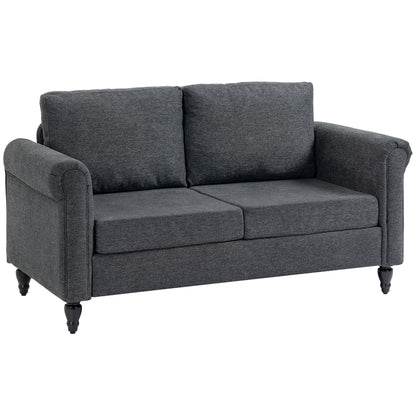 Vintage Loveseat, Upholstered Love Seat Furniture, Chenille-feel Fabric 2 Seater Sofa Couch with Rolled Arms, Gourd-Shap