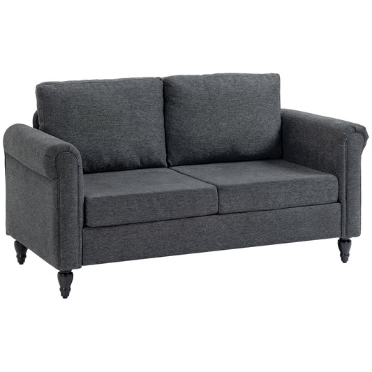 Vintage Loveseat, Upholstered Love Seat Furniture, Chenille-feel Fabric 2 Seater Sofa Couch with Rolled Arms, Gourd-Shap