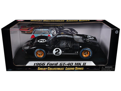 1966 Ford GT-40 MK II #2 Black 1/18 Diecast Model Car by Shelby Collectibles