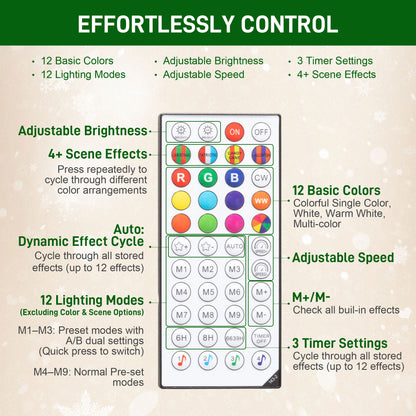 9ft Christmas Tree with Colourful DIY Synchronized LEDs, Hinged Pencil Xmas Tree with Remote, Daily Timer, White