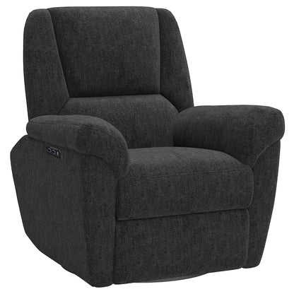 Power Recliner Chair, Fabric Upholstered Recliner Chair with USB Ports, Swivel and Rocking Function, Footrest, Black