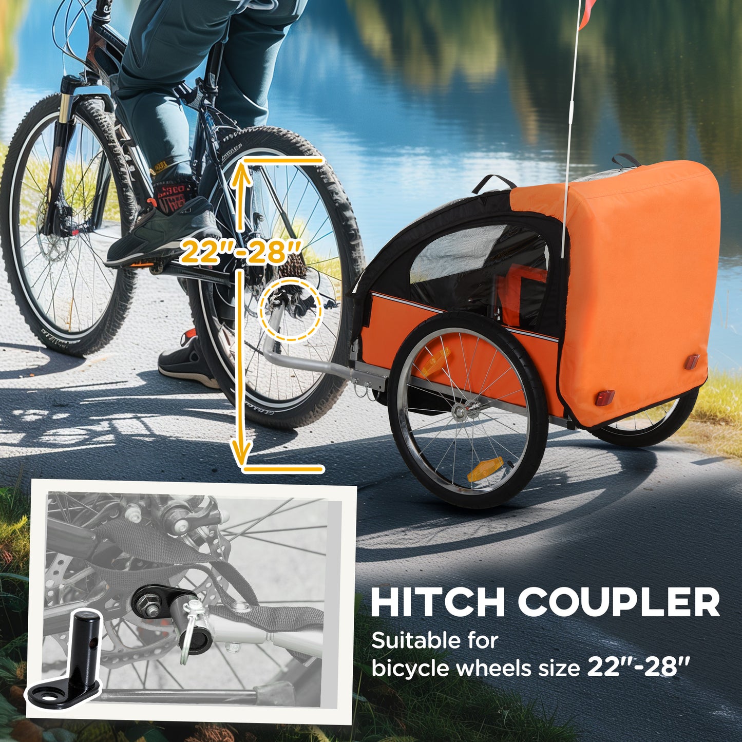 VarietyKart 2-Seat Child Bike Trailer for Kids with a Strong Steel Frame, 5-Point Safety Harnesses, & Comfortable Seat, 