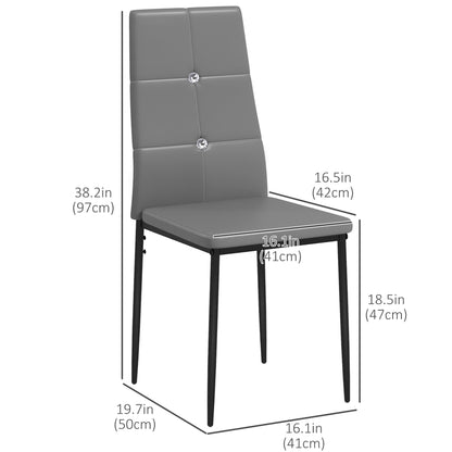 Set of 4 Modern Style Dining Chairs, Button Tufted High Back Side Chairs with Upholstered Seat, Steel Legs for Living Ro