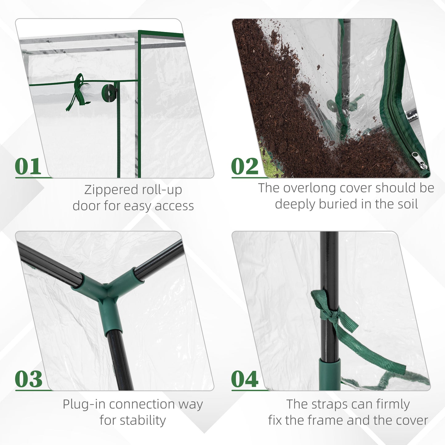 40"L x 20"W x 59"H Walk-in Garden Greenhouse with Steel Frame Outdoor Hot House Tomato Plant Warm House w/ Roll up Door,