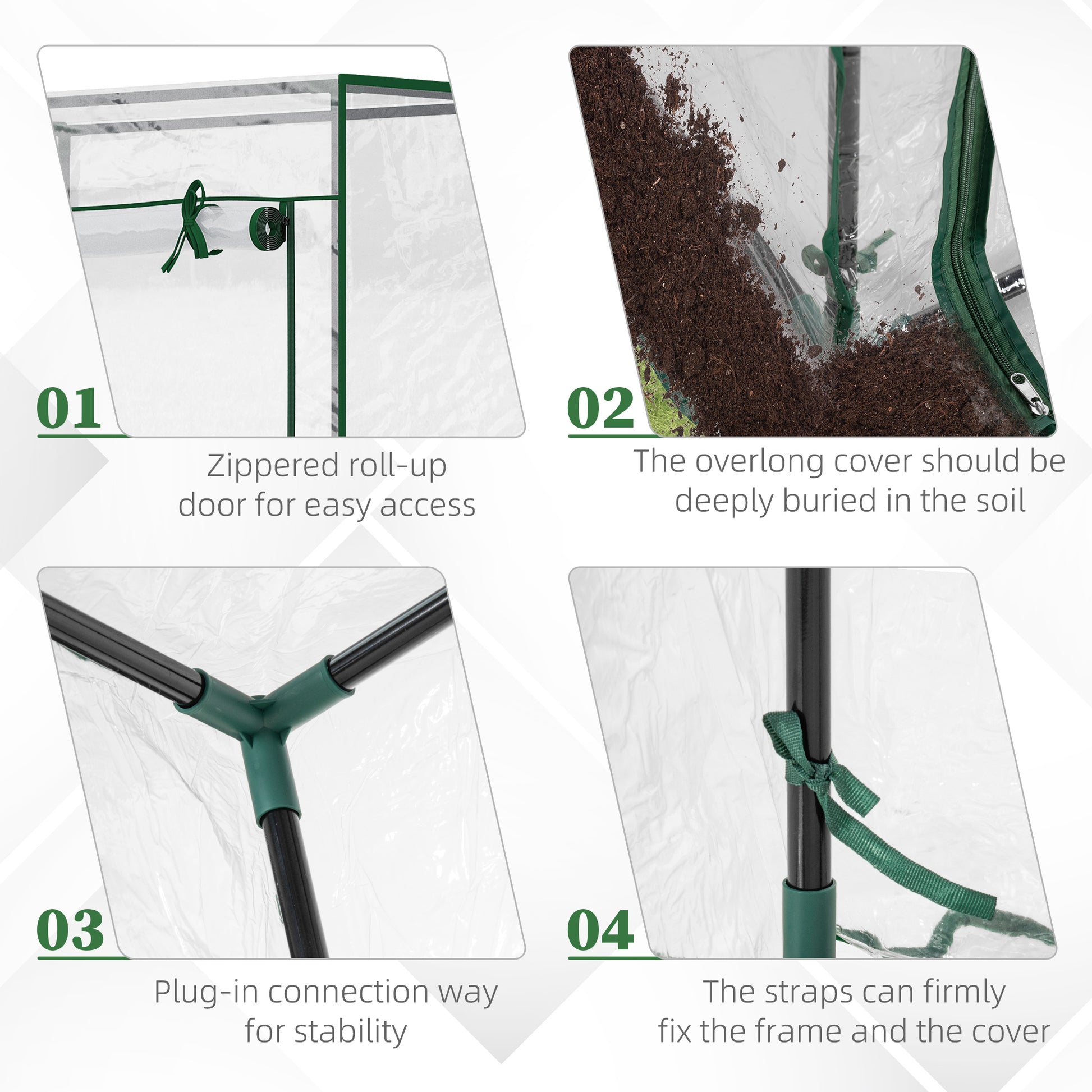 40"L x 20"W x 59"H Walk-in Garden Greenhouse with Steel Frame Outdoor Hot House Tomato Plant Warm House w/ Roll up Door,