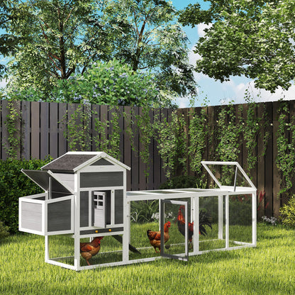117" Extra Large Chicken Coop with Asphalt Roof, Wooden Hen House with Slide-out Tray, Quail Hutch with Nesting Box, Gre