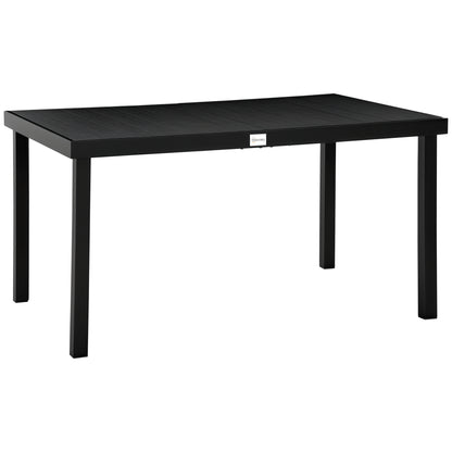 Aluminum Outdoor Dining Table for 6, Patio Rectangular Table, 55" W x 35.5" D x 29.25" H, Black