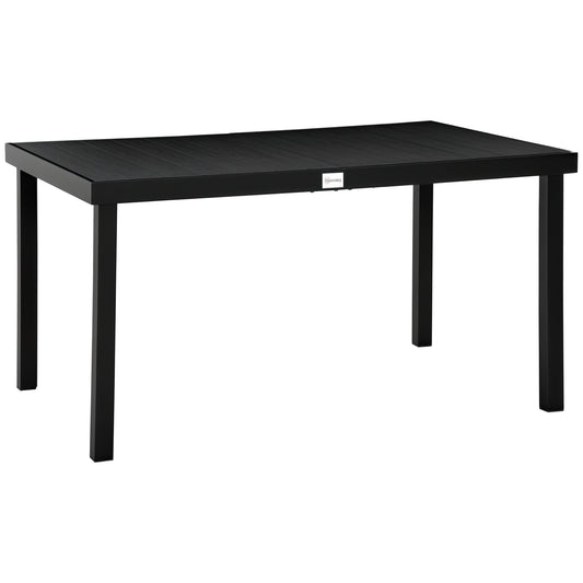 Aluminum Outdoor Dining Table for 6, Patio Rectangular Table, 55" W x 35.5" D x 29.25" H, Black
