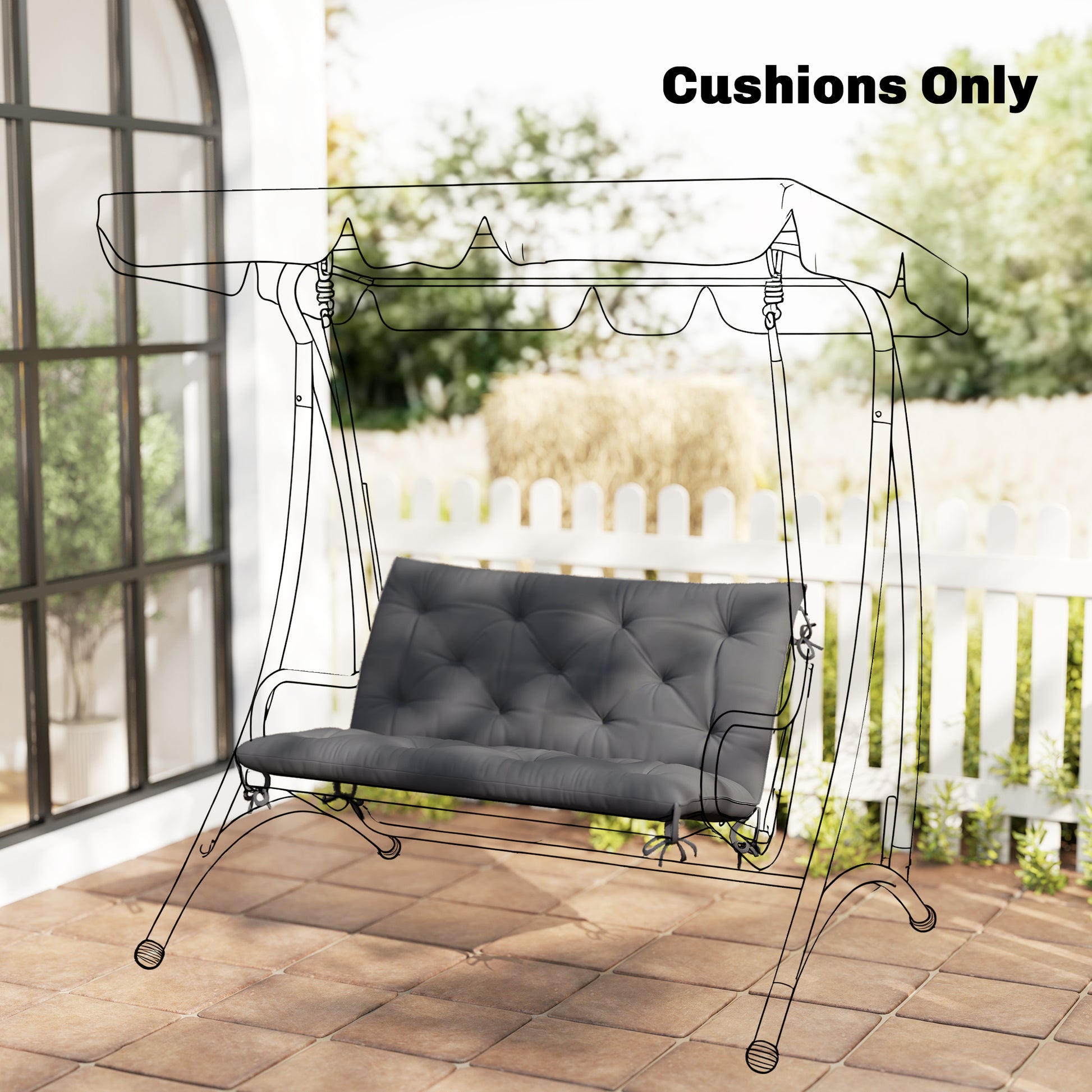 Porch Swing Cushion Garden Bench Cushion with Backrest, Non-Slip 2-seater Soft Pad, Swing Chair Mat Replacement for Indo