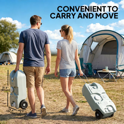 10.6 Gallon Portable RV Water Tank, Black or Grey Water Storage Tank, with Filling Ports, Handles and Wheels