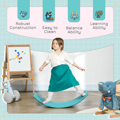 Qaba 32.3" Balance Board, Wobble Board Kids Curvy Rocker Board, Ended Preschool Learning Montessori Waldorf Toy, Ages fo