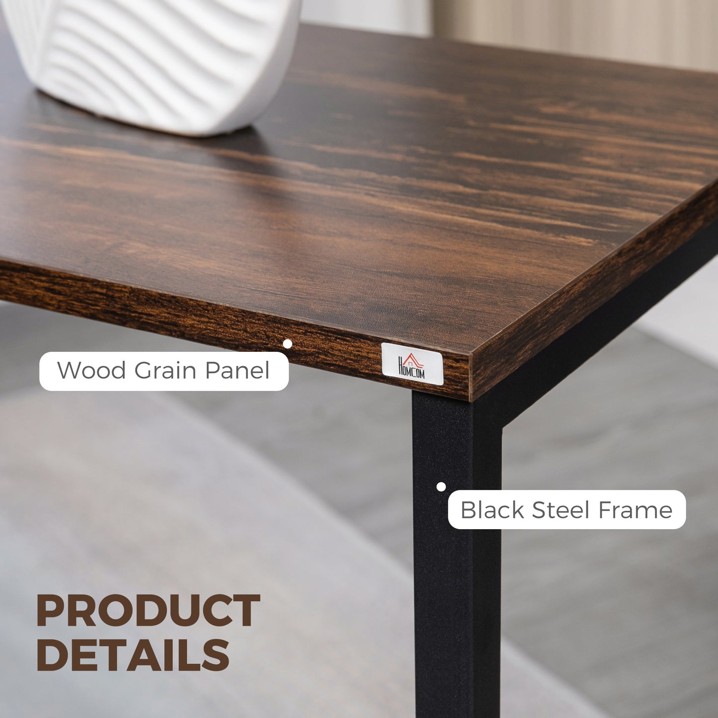 Nesting Coffee Table Set of 3, Stackable Rectangular End Tables with Wood-Effect Top, Metal Frame, Industrial & Rustic C